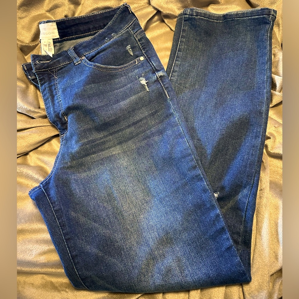 CASLON Distressed High Waist Slim Straight Leg Jeans Size 8